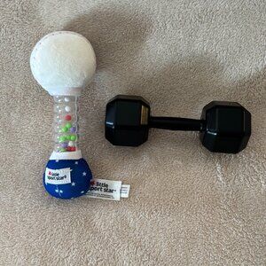 BABY RATTLES Baseball Little Sport Star & Dumbbell  by Fred for Ages 0+ Months